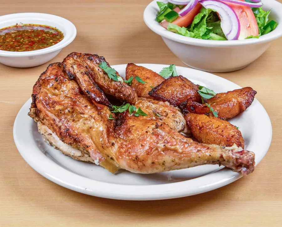 Izla rotisserie chicken with sweet plantains
